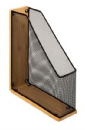 Porta revistas em bambu e metal preto, , large