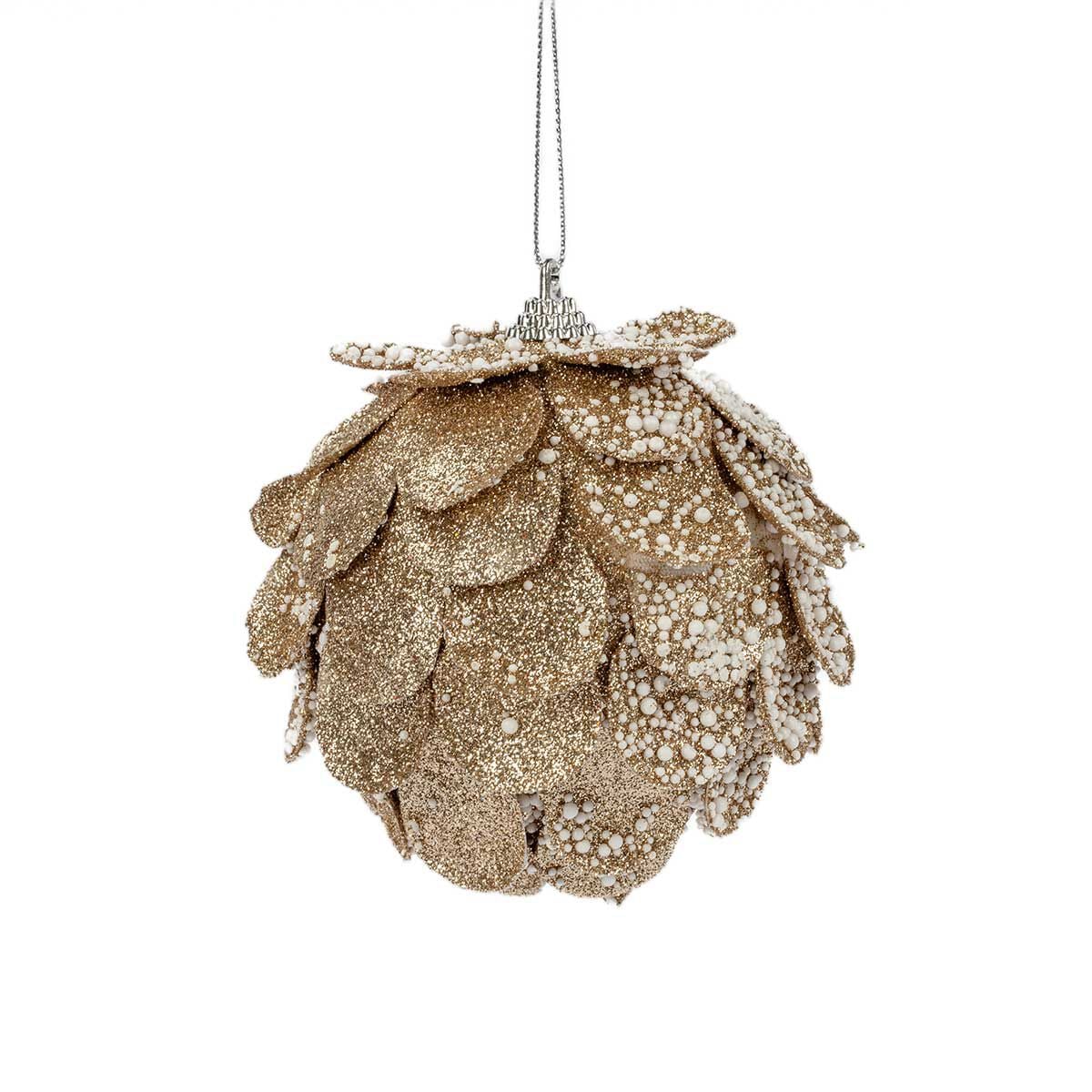 Bola efeito escamas dourado 10cm, , large