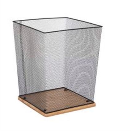 Cesto de arrumação em bambu e metal preto, , large