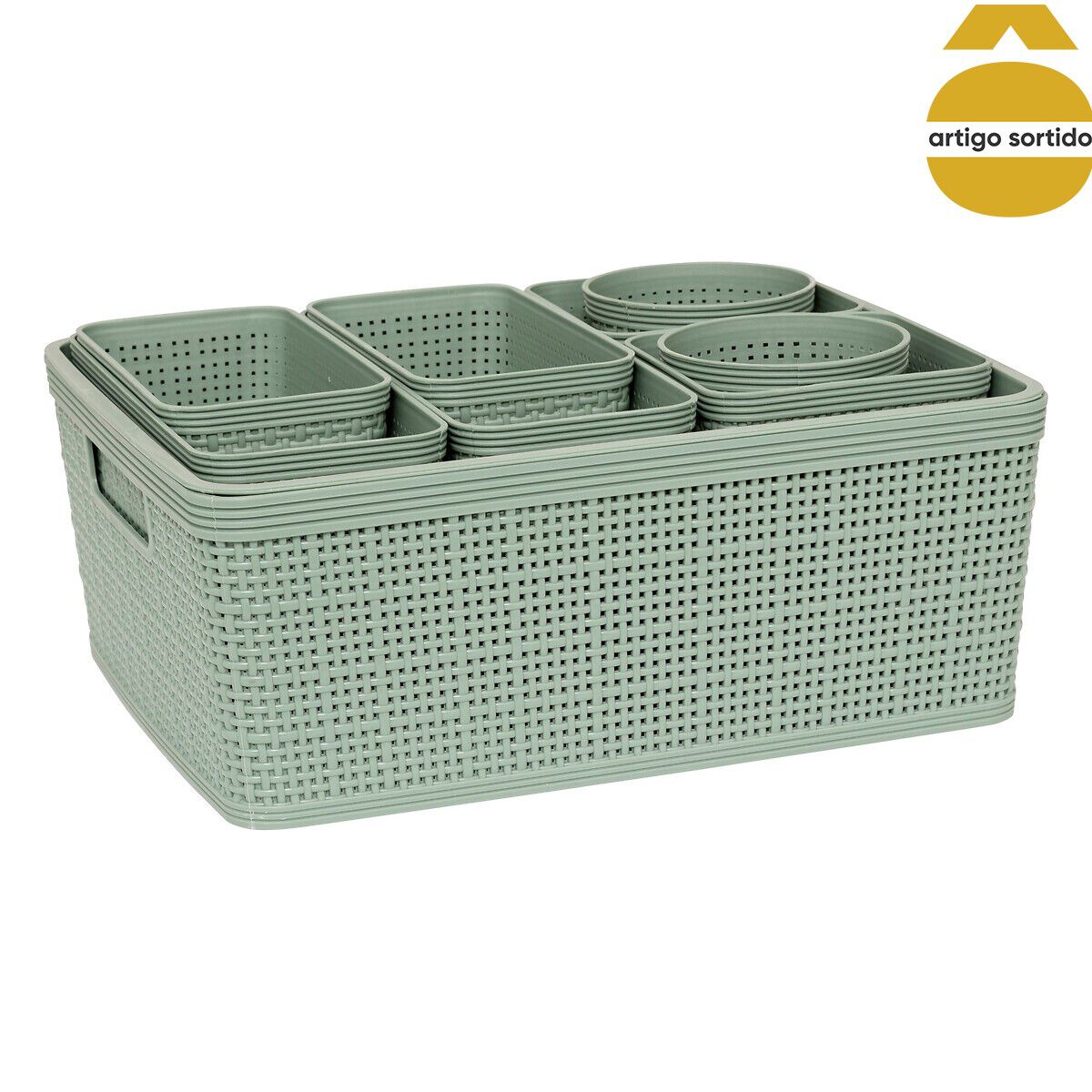 Conjunto de 10 cestos de arrumação crochê BOXY, , large