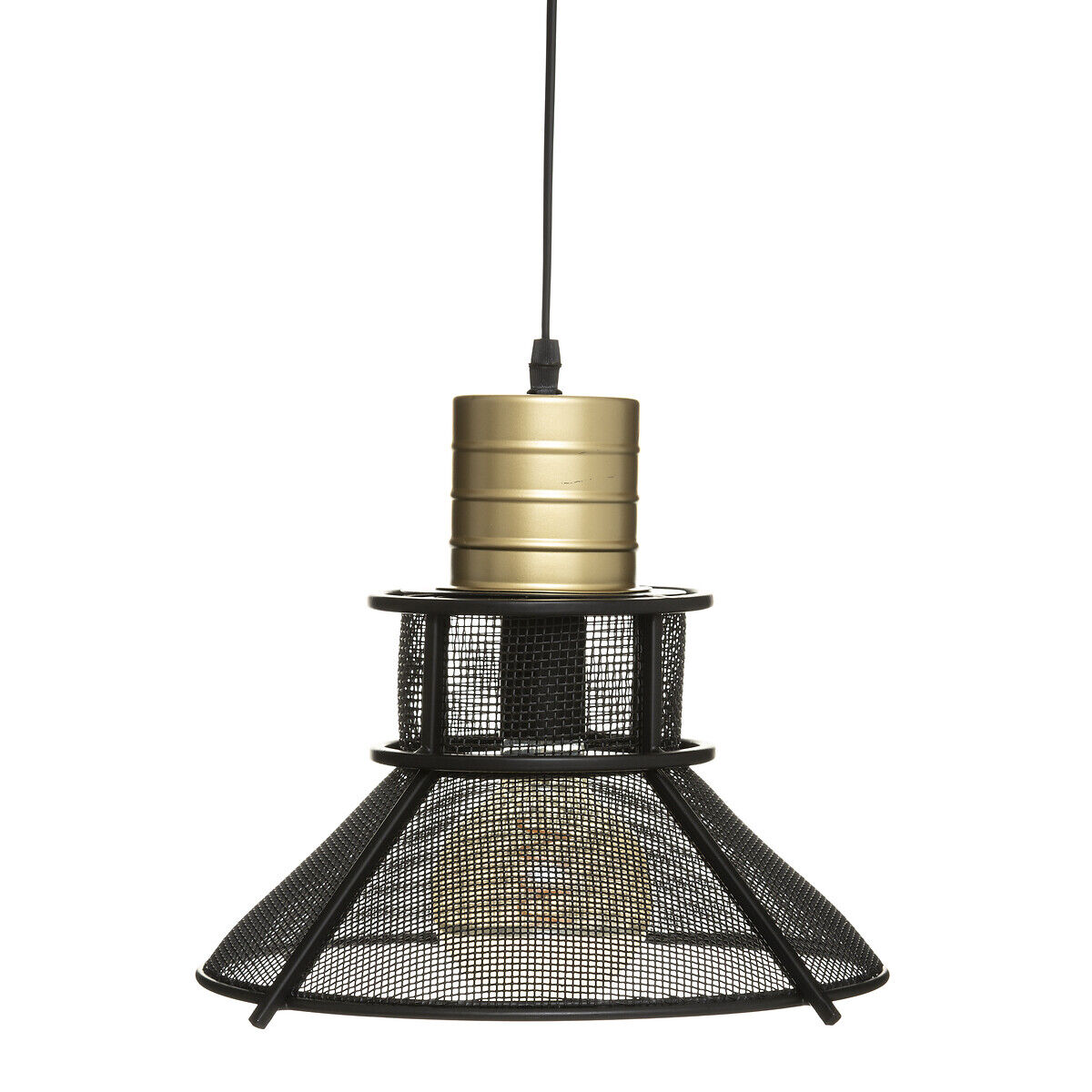 Candeeiro de teto em metal preto e dourado RODO, , large