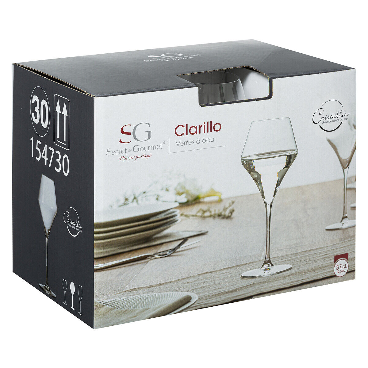 Copo de água CLARILLO de vidro cristalino 37cl, , large