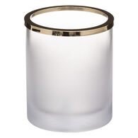 Castiçal Em Vidro Com Rebordo Dourado