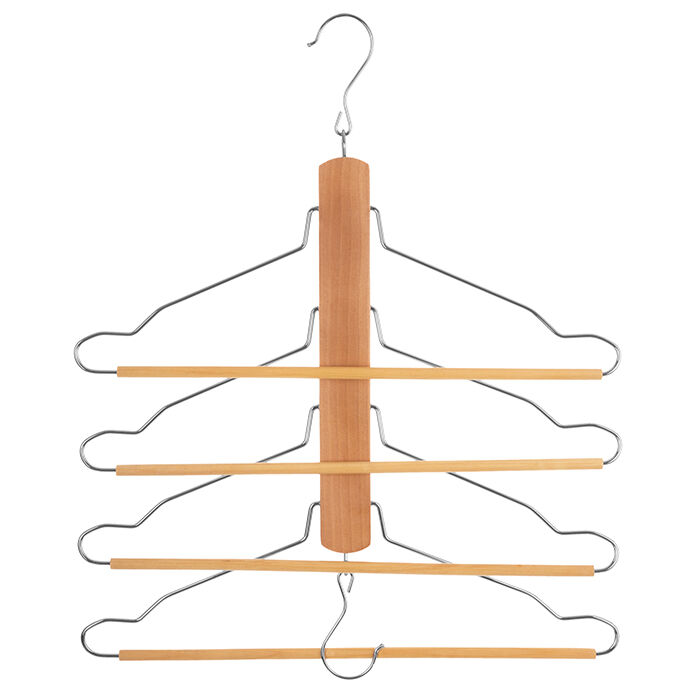 Cabide em madeira para 4 camisas e calças, , large