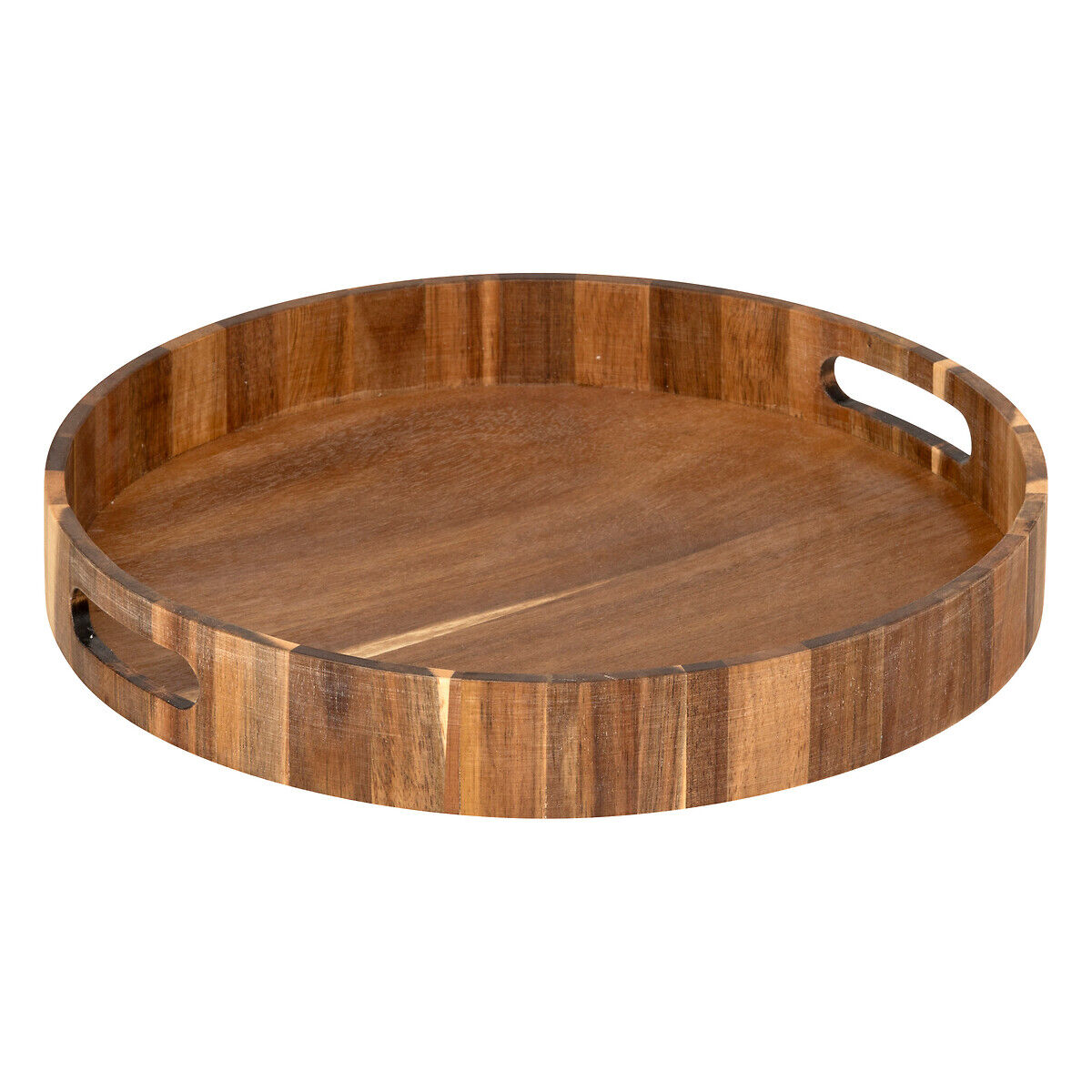 Bandeja de servir redonda em madeira acácia 35cm, , large