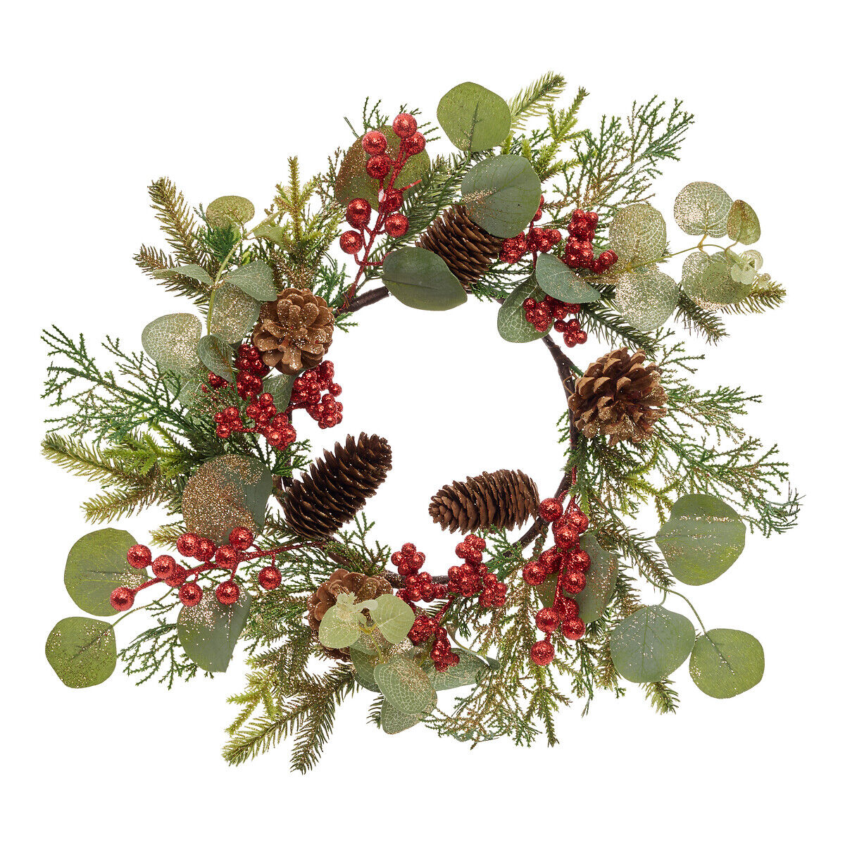 Coroa com folhas de eucalipto e bagas 45cm, , large