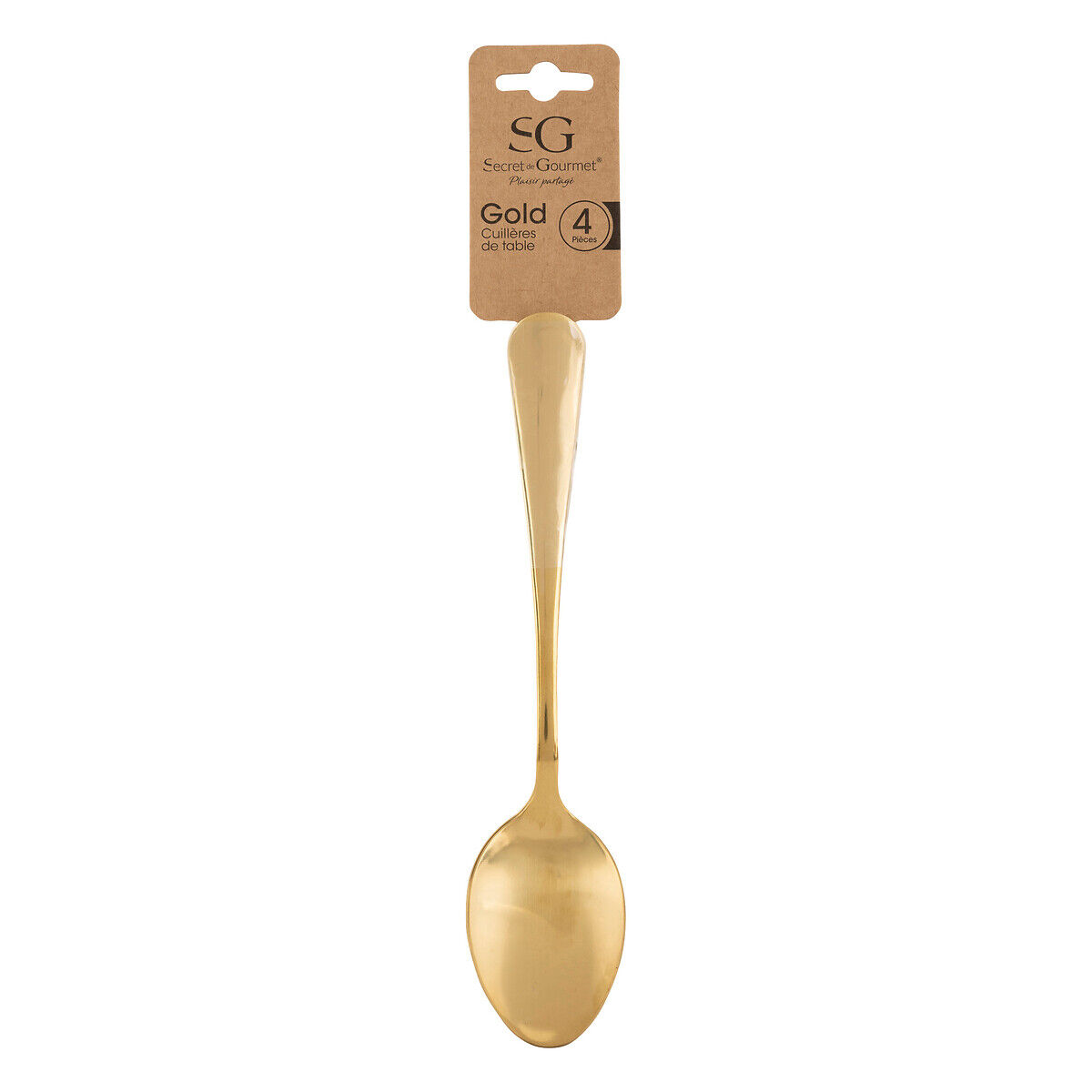 Conjunto de 4 colheres douradas em aço inox, , large