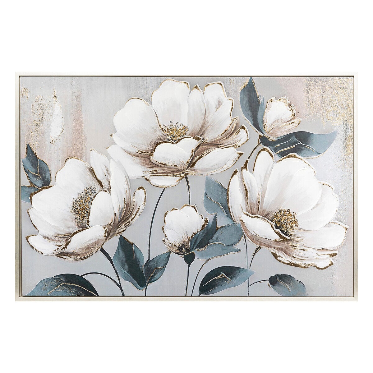 Quadro decorativo com relevo de flores MARGARET 60x90cm, , large