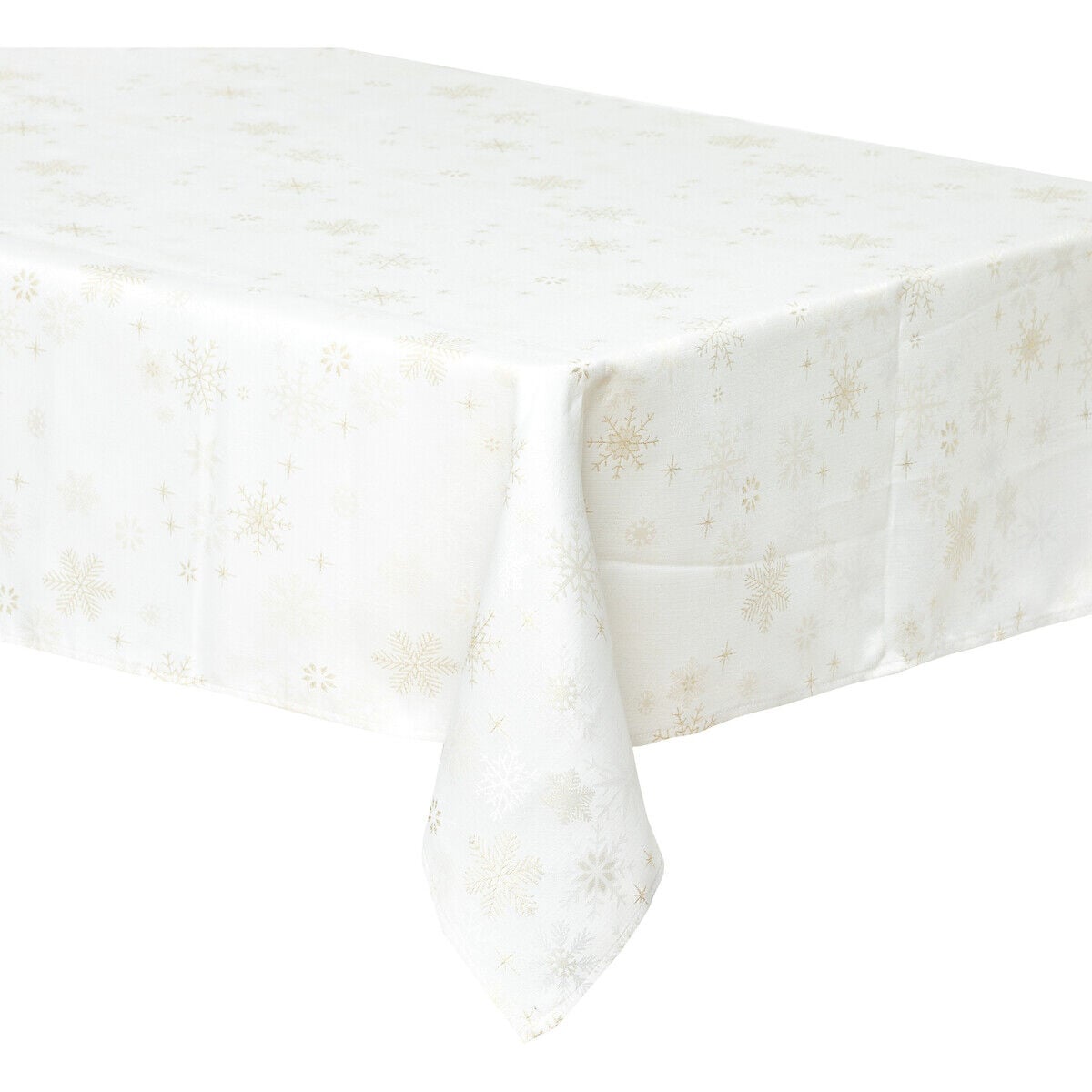 Toalha De Mesa Branca Com Flocos Dourados 140x240cm, , large