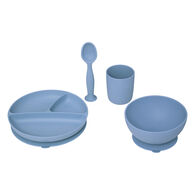 Set 4 Piezas Vajilla Infantil Azul De Silicona