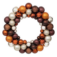 Coroa Castanha E Cobre Com Bolas 35cm