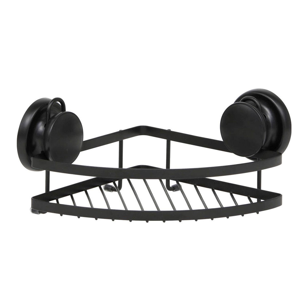 Corner caddy black in metal with suction cups, , large