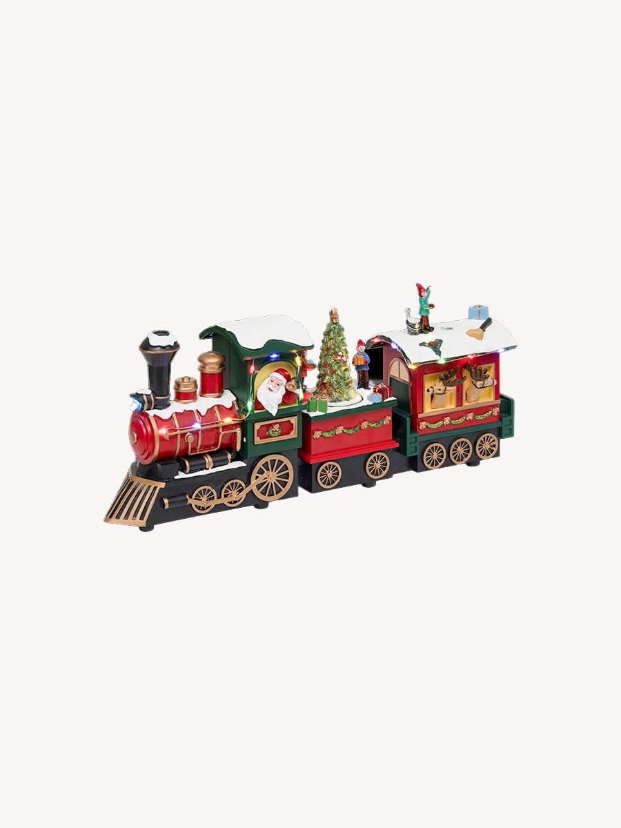 Aldeia comboio do pai natal com luz-música-movimento 38cm, , large
