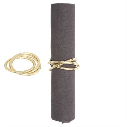 Conjunto de 2 argolas douradas para guardanapo, , large