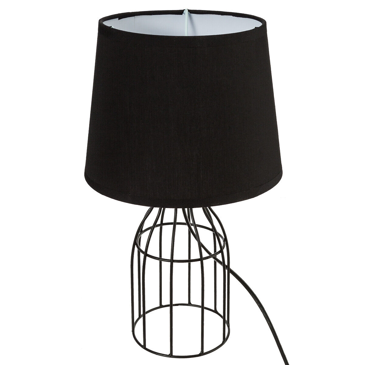 Candeeiro de mesa moca preto com base em metal, , large
