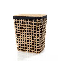 Cesta de ropa de ba&ntilde;o negra y beige 48cm