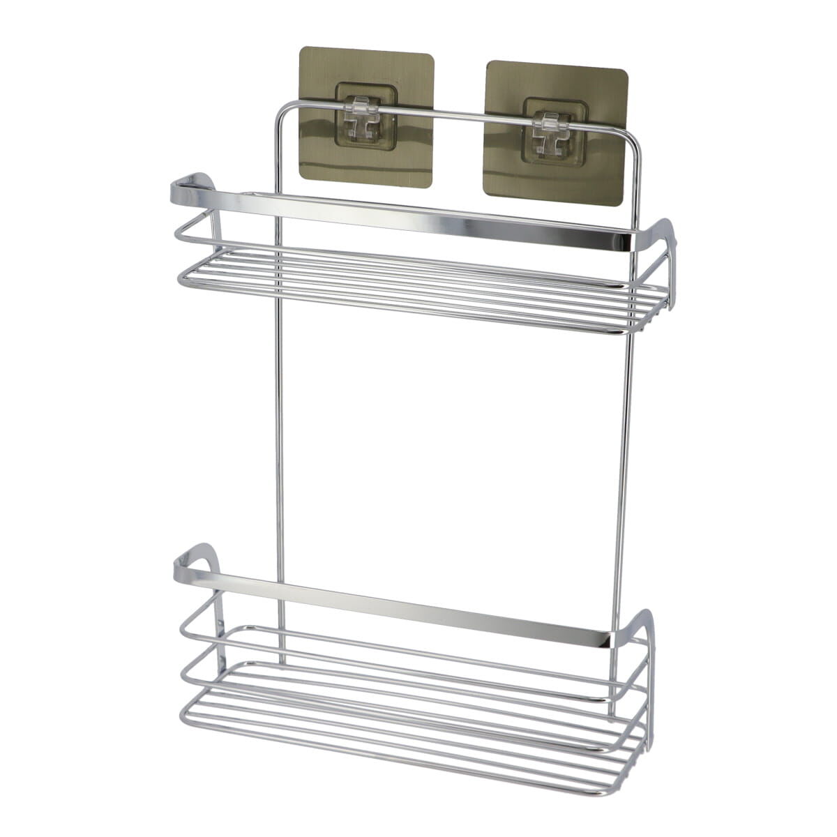 Prateleira wc 2 níveis em aço inox com adesivo cromado, , large
