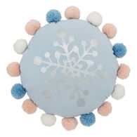 Cojín Azul Snow Con Pompones 35cm
