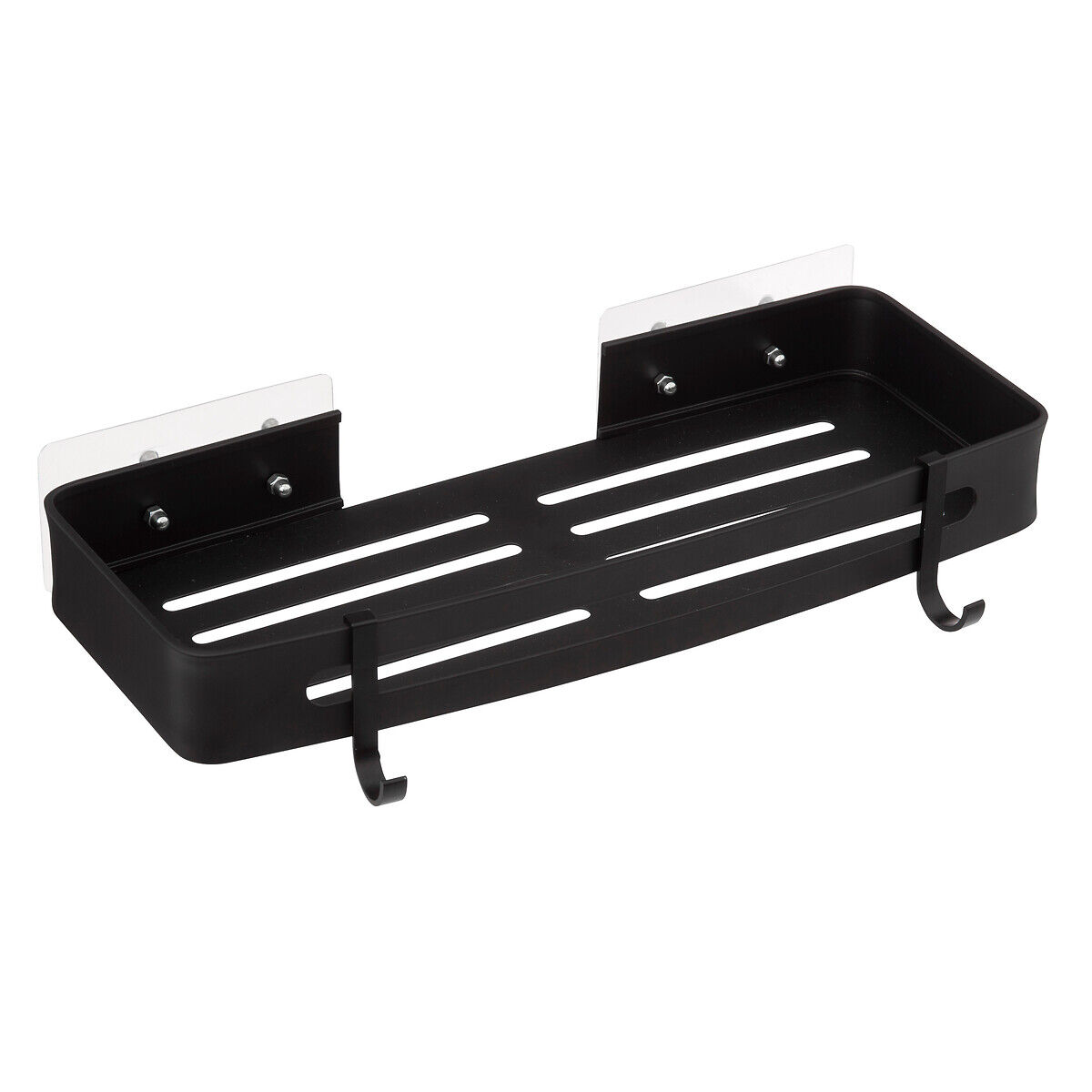 Soporte wc con adhesivo negro aluminio, , large