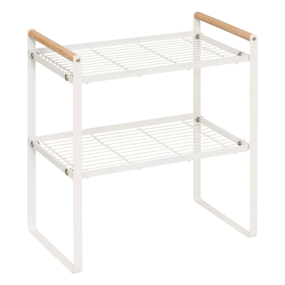 Kitchen shelving unit white with 2 tiers, , large