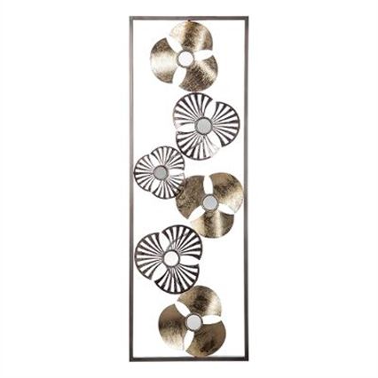 Quadro decorativo dourado flor em metal, , large
