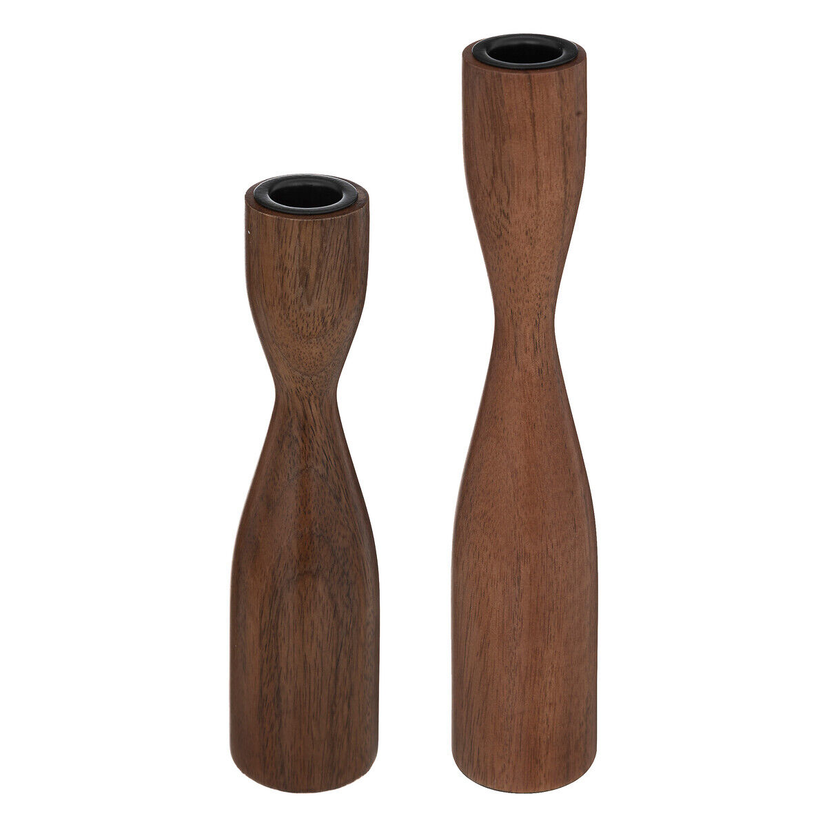 Conjunto de 2 castiçais castanhos em madeira mango, , large