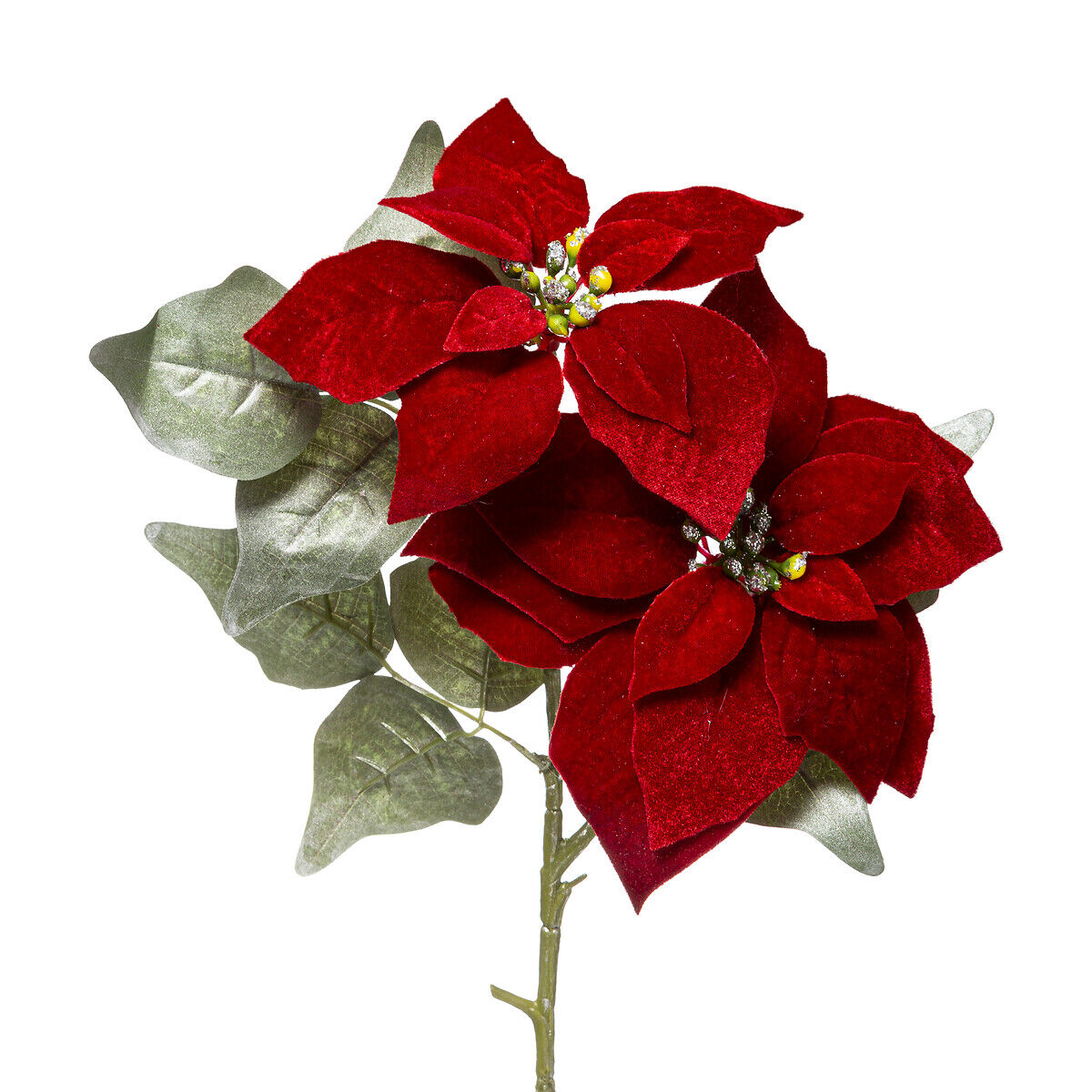 Haste Natalícia Com Flor Poinsétia Vermelha 75cm, , large