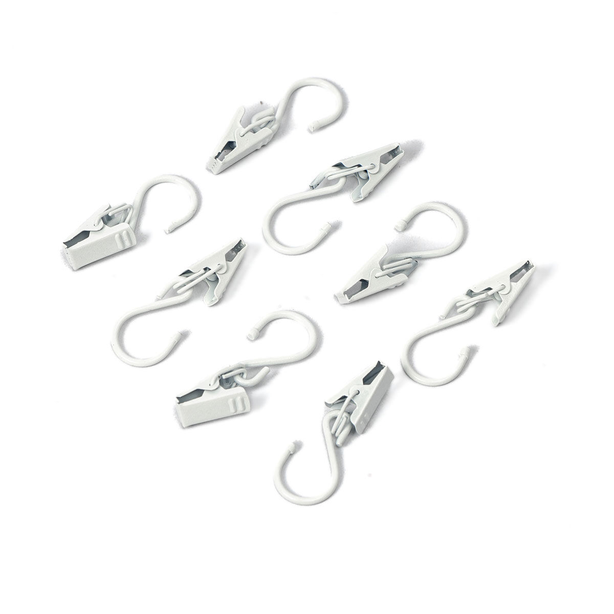 Set of 8 curtain ring clips white, , large