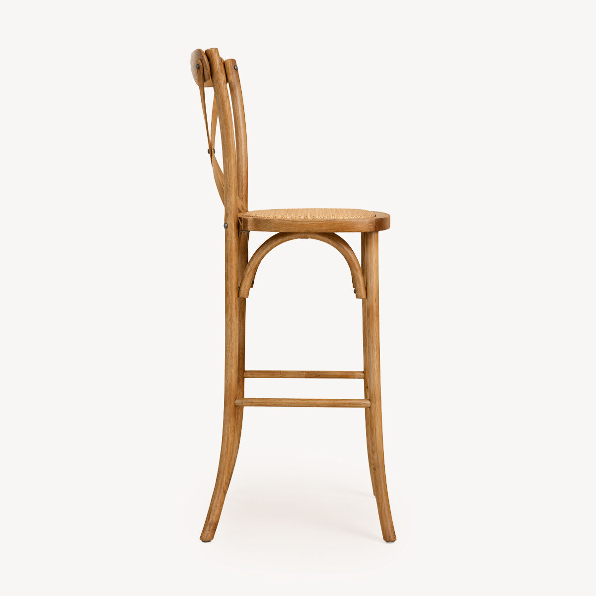Banco de bar ISAK beje em madeira carvalho 110cm, , large