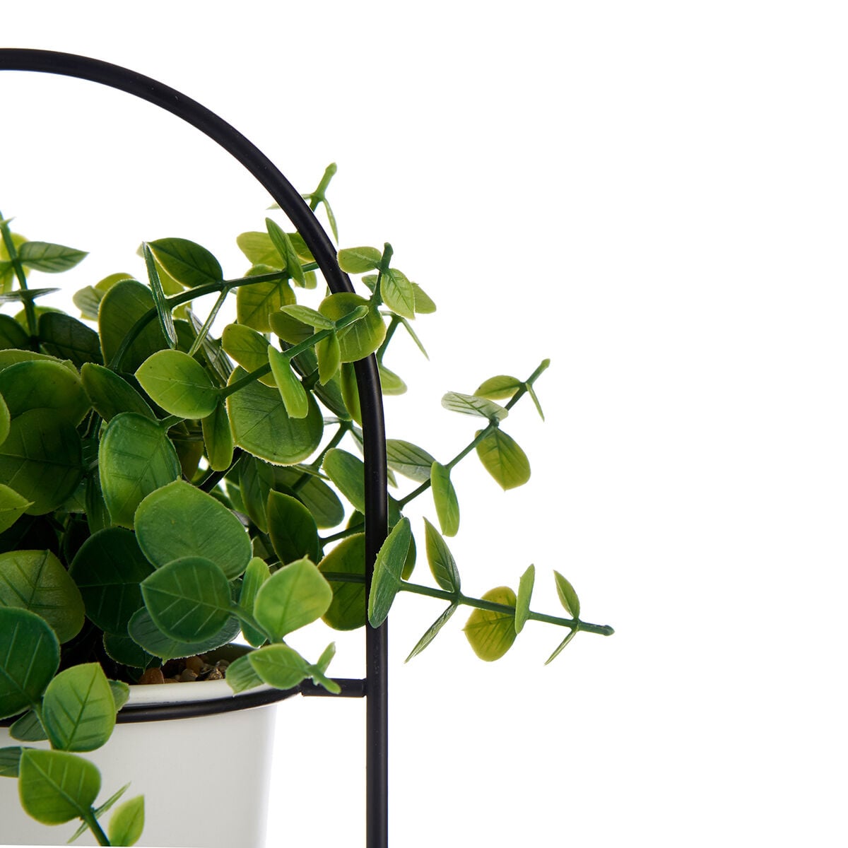 Planta artificial com suporte preto em metal 30cm, , large