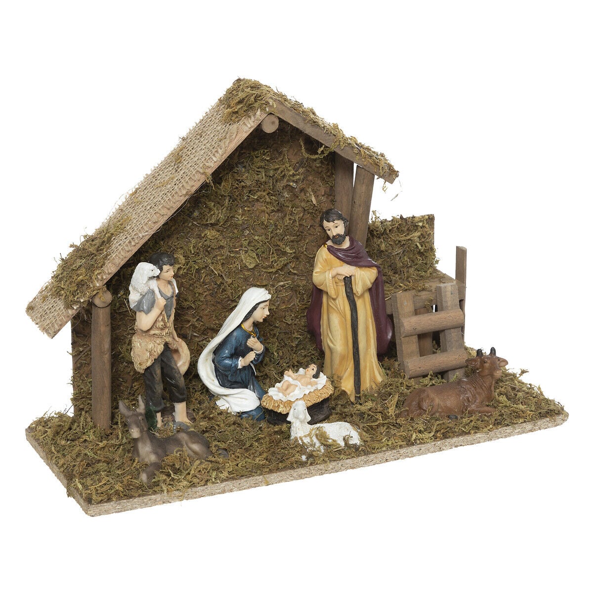 Pesebre Cabaña LED Con 7 Figuras, , large