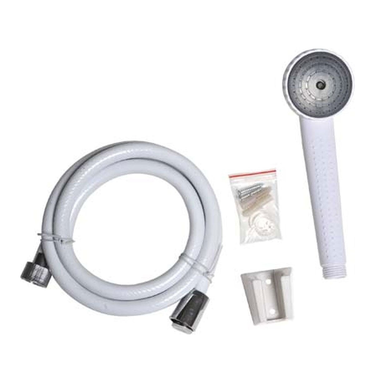 Kit chuveiro branco 1 função e mangueira flexível 150cm, , large