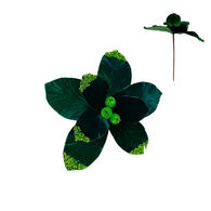 Rama Flor Verde en Terciopelo 30cm 