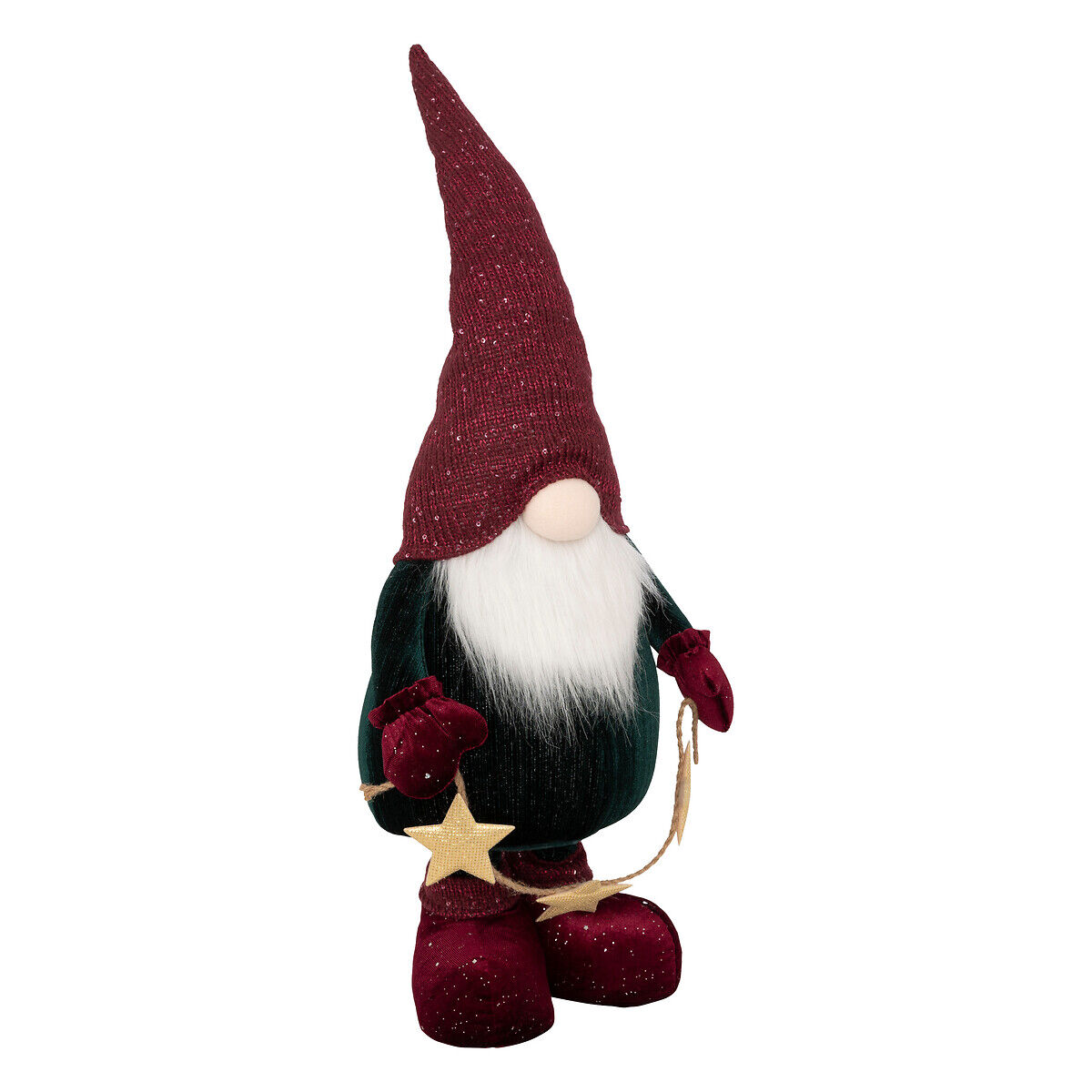 Figura gnomo com estrelas bordeaux 85cm, , large