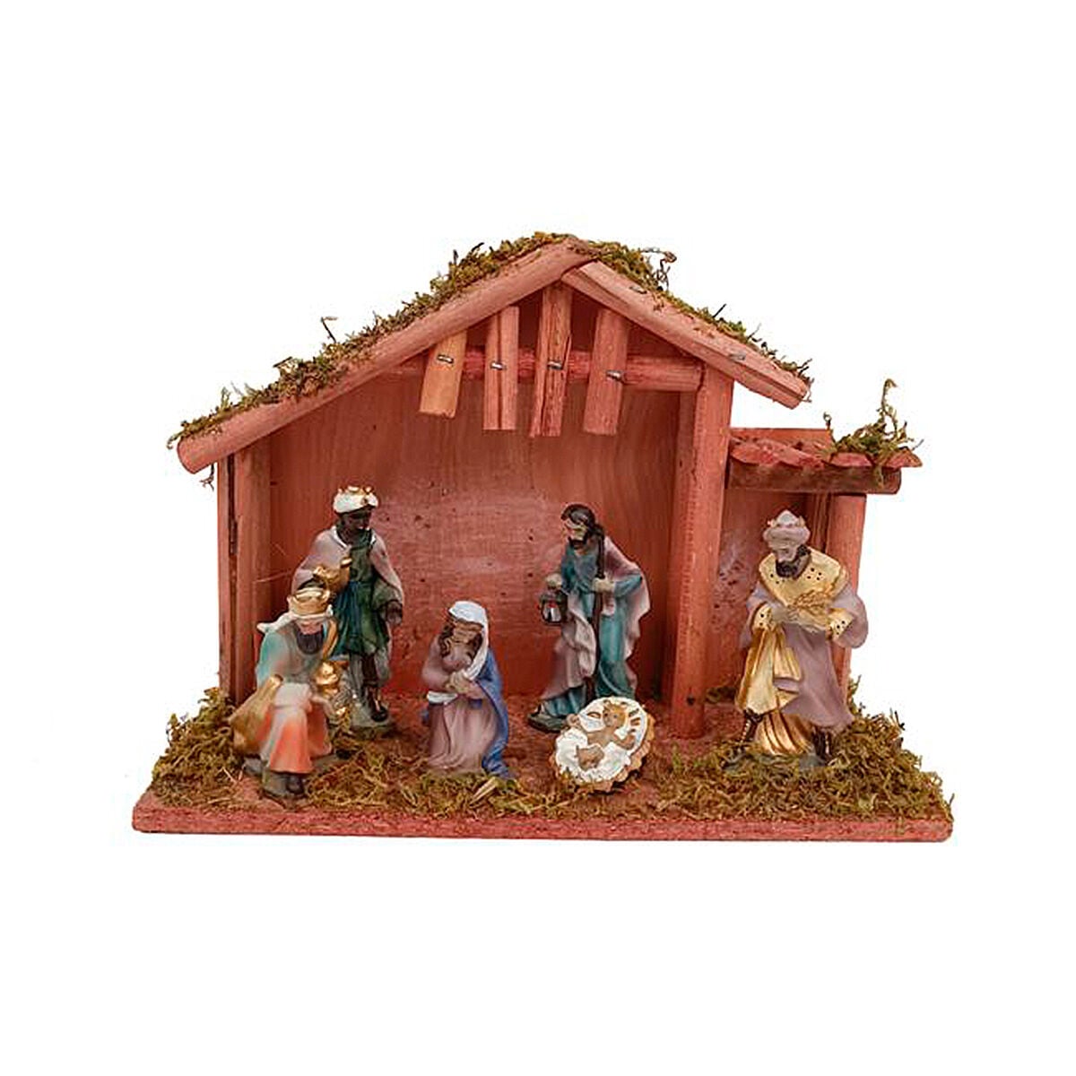 Presépio cabana com 6 figuras 18x25cm, , large