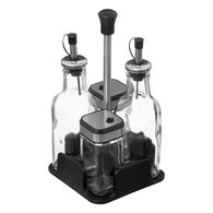 Aceitera + Vinagrera 4Pzas Vidrio C/Soporte