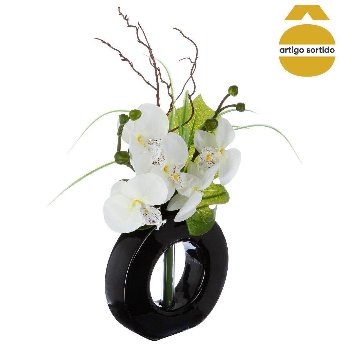 Vaso com orquídea artificial 52cm, , large