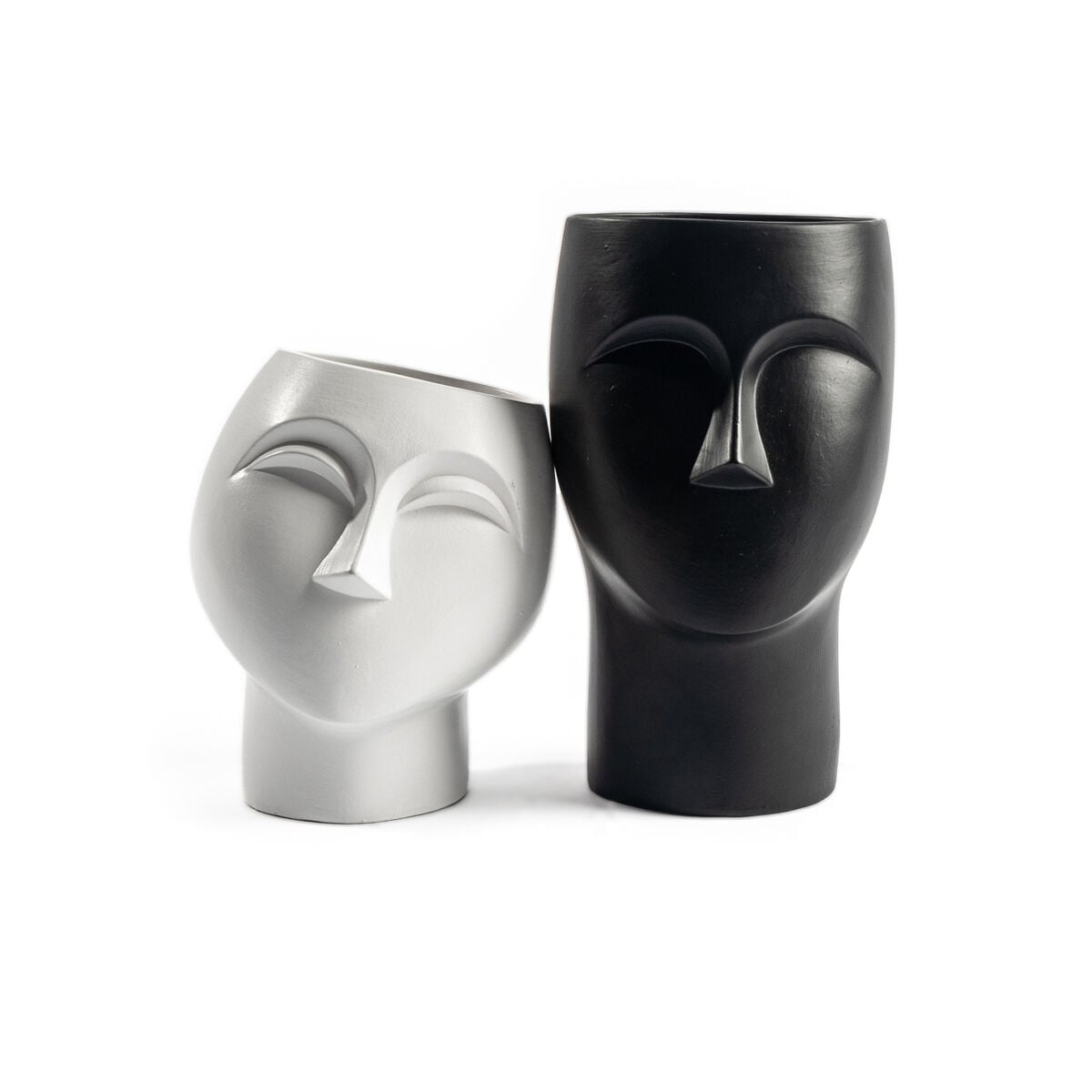 Jarra de cerâmica preta figura cara de homem, , large