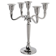 Candelabro Em Metal Prateado Para 5 Velas