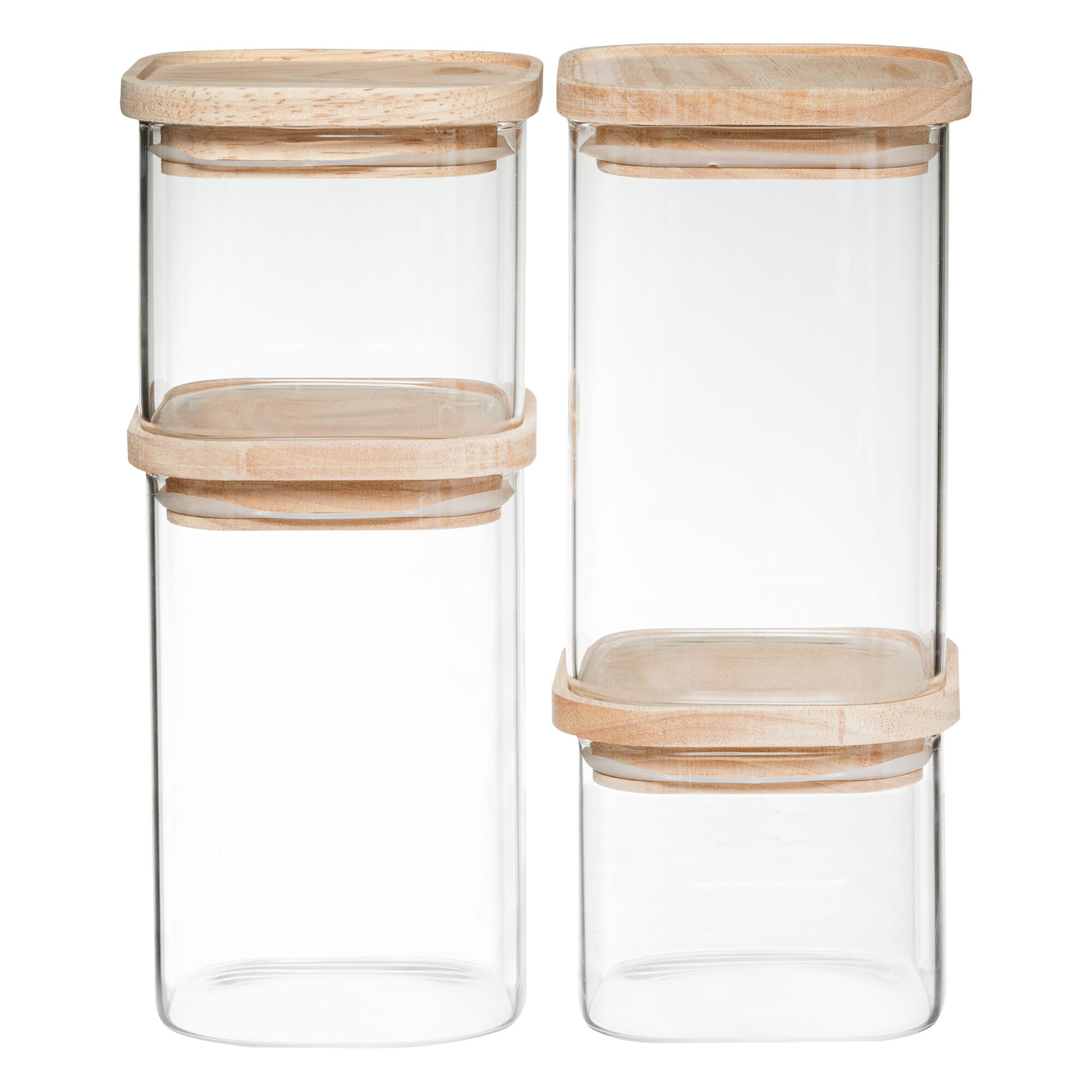 Set de 4 tarros de vidrio apilables, , large