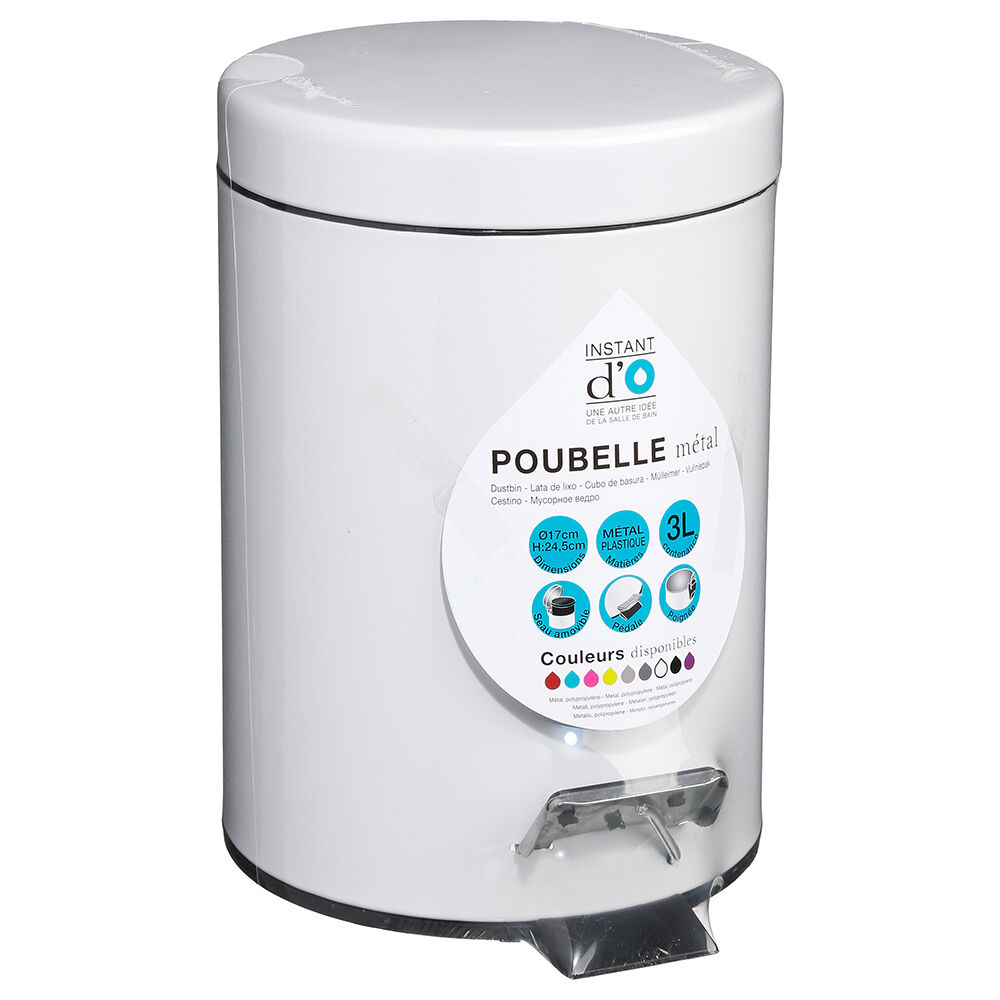Balde WC Branco Metal, , large