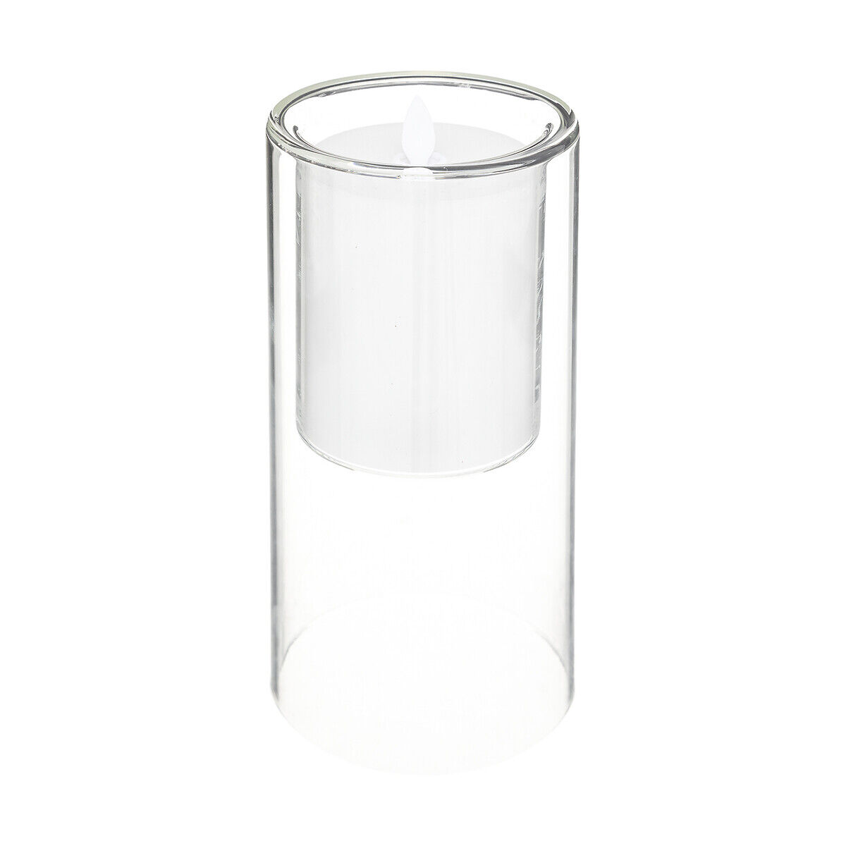Conj. 3 velas led com castiçal de vidro, , large