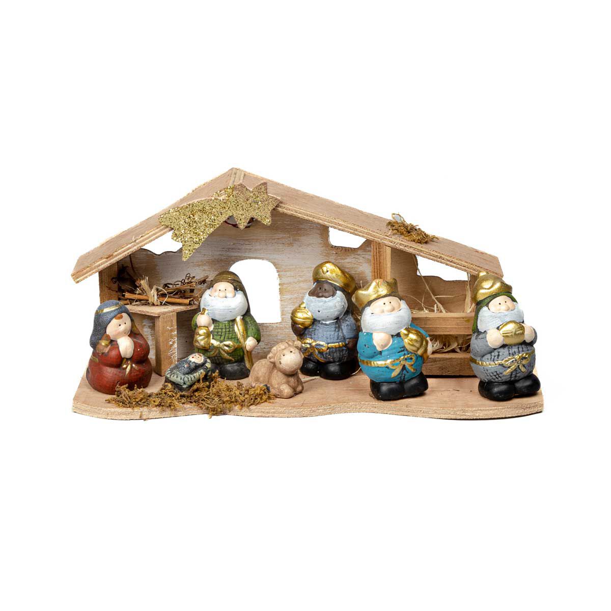 Presépio infantil com 5 figuras e iluminação, , large