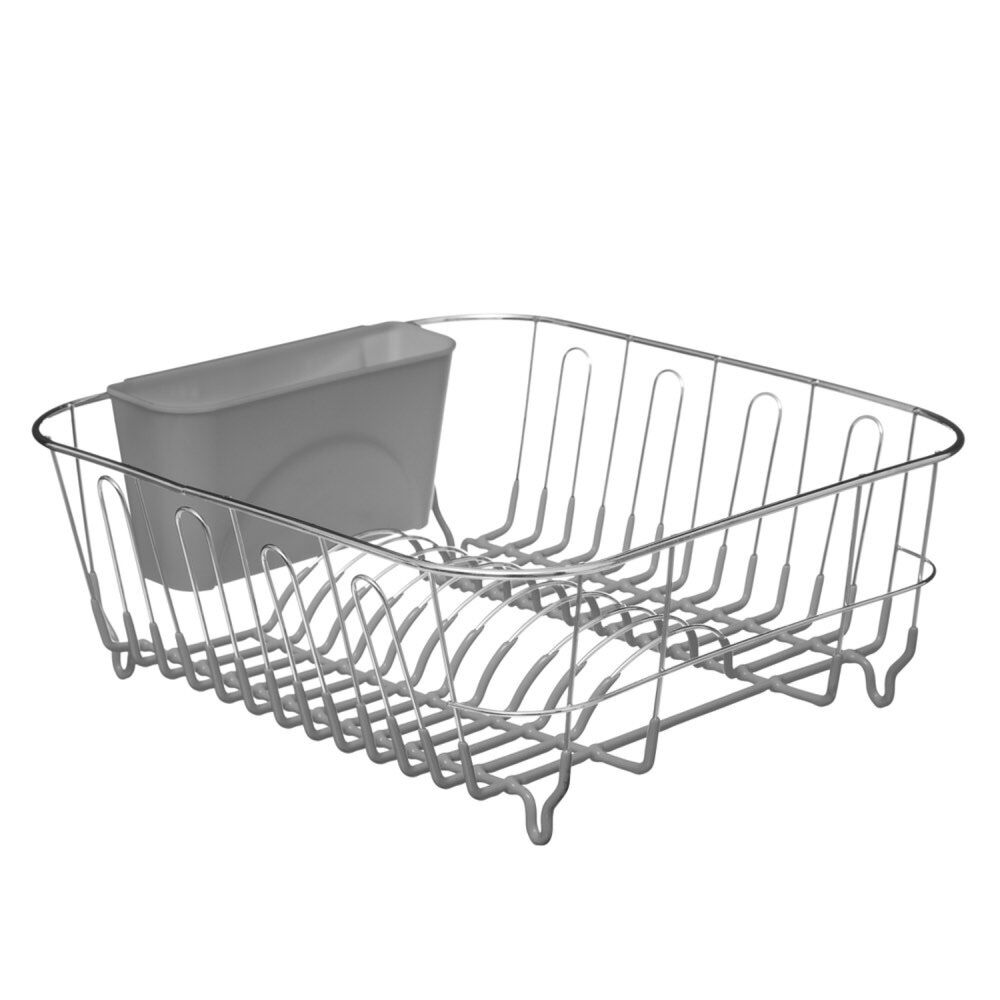 Escorredor de loiça em metal com suporte para talheres, , large