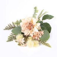 Bouquet Artificial De D&aacute;lia Com Cardos Rosa Claro 30cm