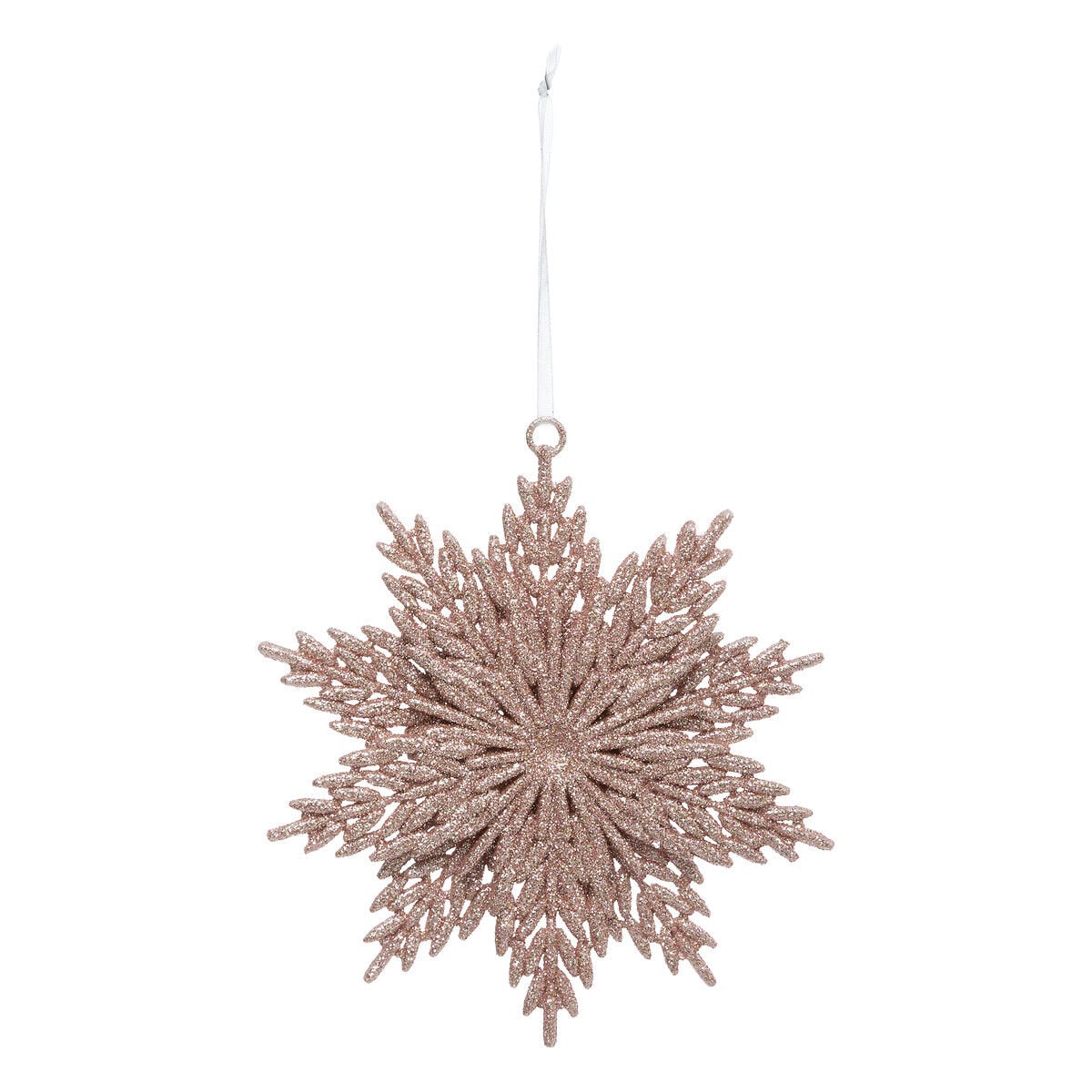 Pendurante de floco de neve rosa com glitter 12cm, , large
