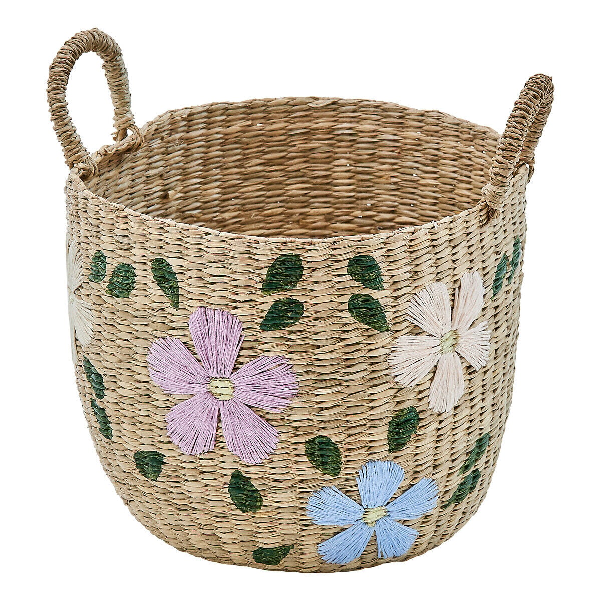 Basket SAUV embroidered with flowers, , large