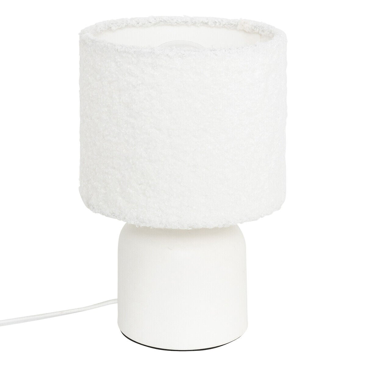 Candeeiro de mesa BONA branco com abajour em pelo bouclé, , large
