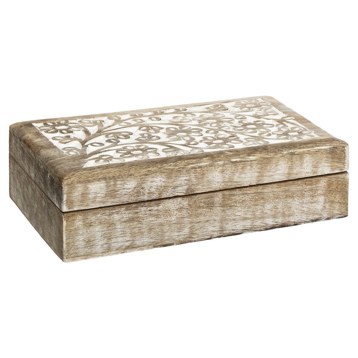 Decorative box RITUAL beige in mango wood, , large