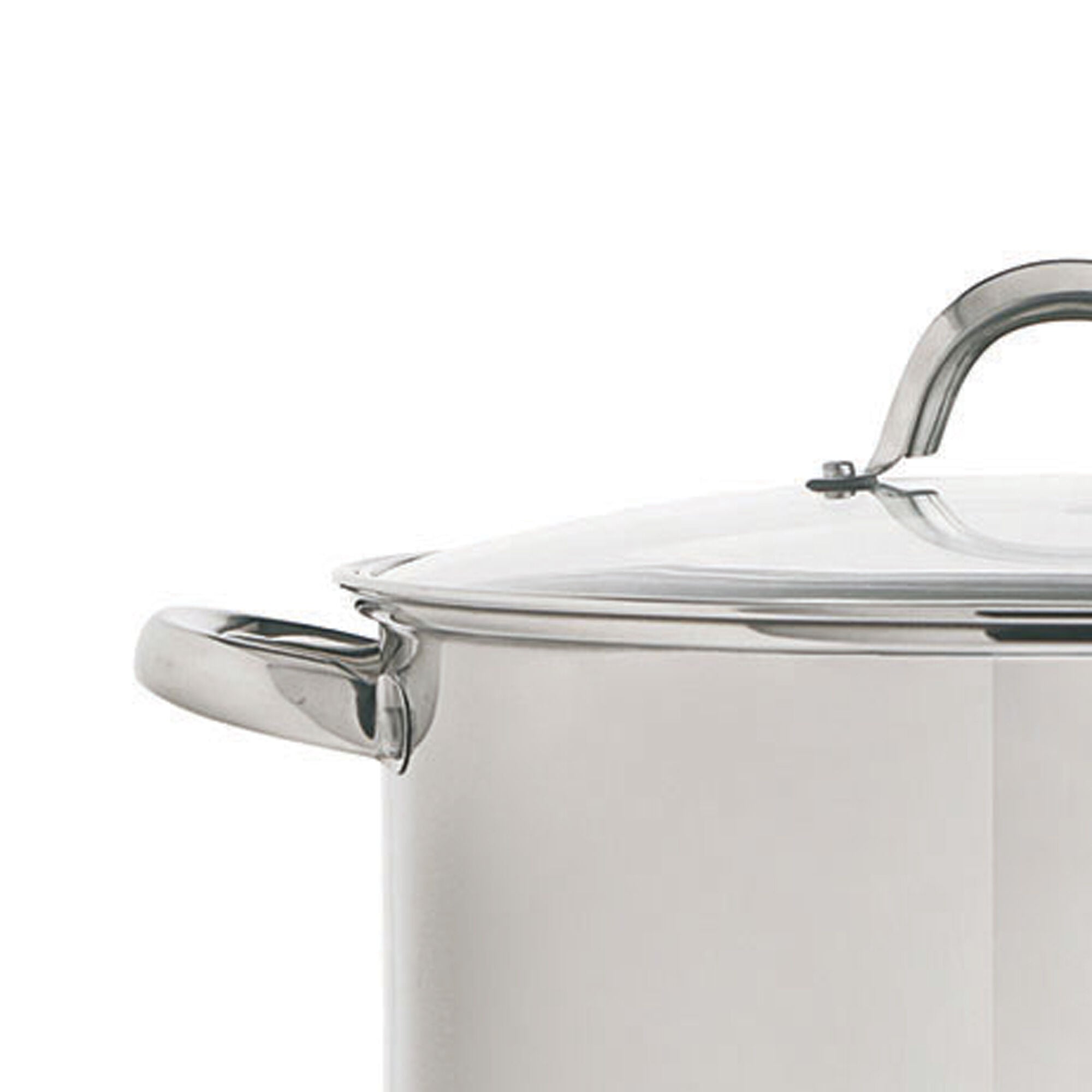 Stockpot in stainless steel with glass lid, , large